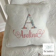 Load image into Gallery viewer, Heirloom Cotton Baby Quilt & Pillow Cover - Floral Alphabet