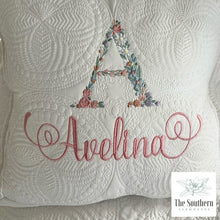 Load image into Gallery viewer, Heirloom Cotton Baby Quilt & Pillow Cover - Floral Alphabet
