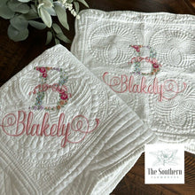 Load image into Gallery viewer, Heirloom Cotton Baby Quilt & Pillow Cover - Floral Alphabet