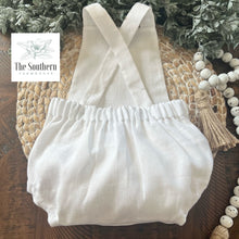 Load image into Gallery viewer, Linen Baby Romper - Baby Boy Vintage Ribbon Frame