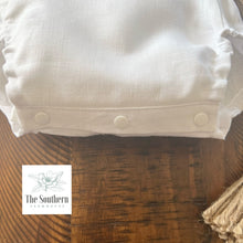 Load image into Gallery viewer, Linen Baby Romper - Baby Boy Vintage Ribbon Frame