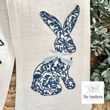 Load image into Gallery viewer, Linen Wreath/Basket Sash - Chinoiserie Rabbit