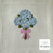 Load image into Gallery viewer, Set of 4 Embroidered Cocktail Napkins - Hydrangea Bouquet