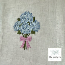Load image into Gallery viewer, Set of 4 Embroidered Cocktail Napkins - Hydrangea Bouquet
