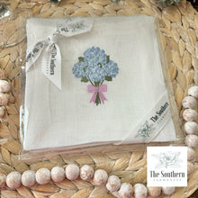 Load image into Gallery viewer, Set of 4 Embroidered Cocktail Napkins - Hydrangea Bouquet