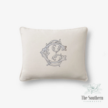 Load image into Gallery viewer, Linen Pillow Cover - Vintage Vine Monogram