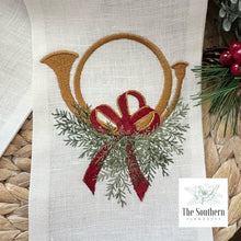 Load image into Gallery viewer, Linen Wreath/Basket Sash - Christmas Horn