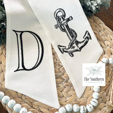 Load image into Gallery viewer, Linen Wreath/Basket Sash - Anchors Away