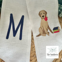 Load image into Gallery viewer, Linen Wreath/Basket Sash - Back to School Pup