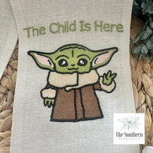 Load image into Gallery viewer, Linen Wreath/Basket Sash - Baby Yoda, The Child is Here