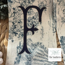 Load image into Gallery viewer, Linen Wreath/Basket Sash - Blue Toile Chinoiserie Topiary Limited Edition