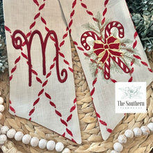 Load image into Gallery viewer, Linen Wreath/Basket Sash - Candy Cane Lane Limited Edition Sash