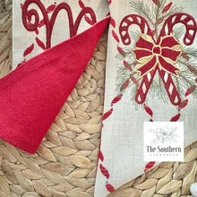 Load image into Gallery viewer, Linen Wreath/Basket Sash - Candy Cane Lane Limited Edition Sash