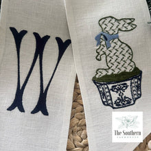 Load image into Gallery viewer, Linen Wreath/Basket Sash - Chinoiserie Easter Bunny Topiary