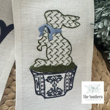 Load image into Gallery viewer, Linen Wreath/Basket Sash - Chinoiserie Easter Bunny Topiary
