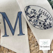 Load image into Gallery viewer, Linen Wreath/Basket Sash - Chinoiserie Football