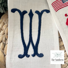 Load image into Gallery viewer, Linen Wreath/Basket Sash - Chinoiserie Geraniums & American Flags