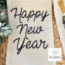 Load image into Gallery viewer, Linen Wreath/Basket Sash - Happy New Year Chinoiserie Champagne Bucket