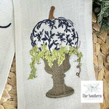 Load image into Gallery viewer, Linen Wreath/Basket Sash - Chinoiserie Pumpkin Topiary