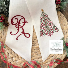 Load image into Gallery viewer, Linen Wreath/Basket Sash - Filigree Christmas Tree