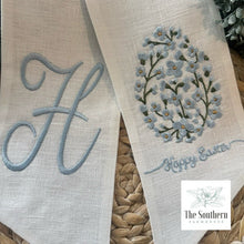 Load image into Gallery viewer, Linen Wreath/Basket Sash - Forget Me Not Easter Egg