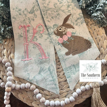 Load image into Gallery viewer, Linen Wreath/Basket Sash - Toile Cottontail Rabbit Limited Edition