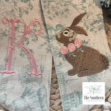 Load image into Gallery viewer, Linen Wreath/Basket Sash - Toile Cottontail Rabbit Limited Edition
