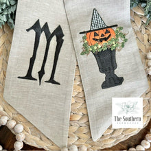 Load image into Gallery viewer, Linen Wreath/Basket Sash - Jack-O-Lantern Topiary