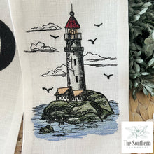 Load image into Gallery viewer, Linen Wreath/Basket Sash - Lighthouse Monogram