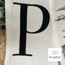 Load image into Gallery viewer, Linen Wreath/Basket Sash - Lighthouse Monogram