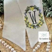 Load image into Gallery viewer, Linen Wreath/Basket Sash - Limoncello Crest