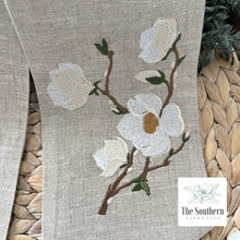 Load image into Gallery viewer, Linen Wreath/Basket Sash - Magnolia Branch Monogram