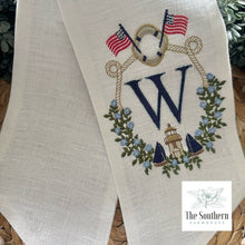 Load image into Gallery viewer, Linen Wreath/Basket Sash - Nantucket Crest