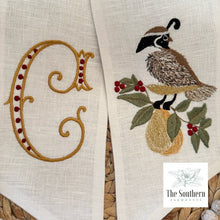 Load image into Gallery viewer, Linen Wreath/Basket Sash - Partridge in a Pear Tree