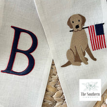 Load image into Gallery viewer, Linen Wreath/Basket Sash - Patriotic Pup