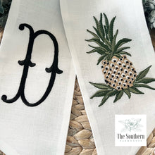 Load image into Gallery viewer, Linen Wreath/Basket Sash - Pineapple Monogram