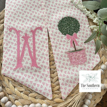 Load image into Gallery viewer, Linen Wreath/Basket Sash - Pink Hearts Chinoiserie Topiary Limited Edition Sash