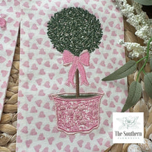 Load image into Gallery viewer, Linen Wreath/Basket Sash - Pink Hearts Chinoiserie Topiary Limited Edition Sash