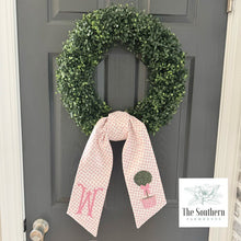 Load image into Gallery viewer, Linen Wreath/Basket Sash - Pink Hearts Chinoiserie Topiary Limited Edition Sash