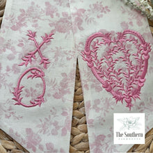Load image into Gallery viewer, Linen Wreath/Basket Sash - Pink Rose Toile Limited Edition Sash