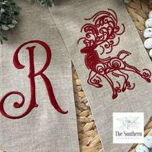 Load image into Gallery viewer, Linen Wreath/Basket Sash - Regal Reindeer