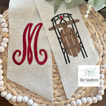 Load image into Gallery viewer, Linen Wreath/Basket Sash - Winter Holiday Sled