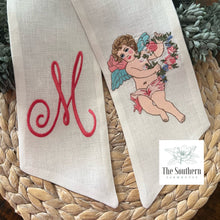 Load image into Gallery viewer, Linen Wreath/Basket Sash - Vintage Cherub