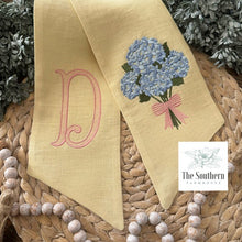 Load image into Gallery viewer, Linen Wreath/Basket Sash - Hydrangea Bouquet Limited Edition Yellow Linen