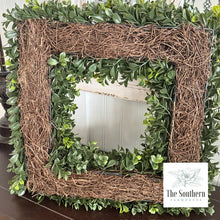 Load image into Gallery viewer, Square Faux Boxwood Wreath