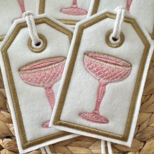 Load image into Gallery viewer, Reusable Gift Tags - Pink Crystal Champagne Coupes