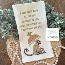 Load image into Gallery viewer, Cotton Twill PRINTED Tea Towel - The White Lotus Parker Posey Quote - Pink & Green