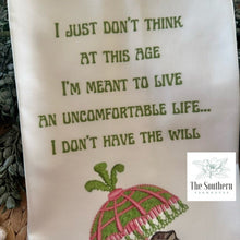 Load image into Gallery viewer, Cotton Twill PRINTED Tea Towel - The White Lotus Parker Posey Quote - Pink & Green