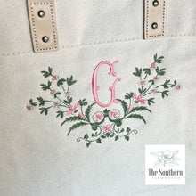 Load image into Gallery viewer, Canvas Tote - Victorian Floral Monogram