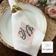 Load image into Gallery viewer, Adorn Damask Three Letter Monogrammed Luncheon, Dinner & Cocktail Napkins